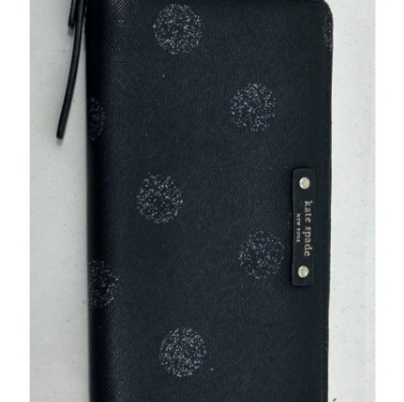 🐾Kate Spade Black Wallet with Glitter Dots🎉 - Picture 1 of 8